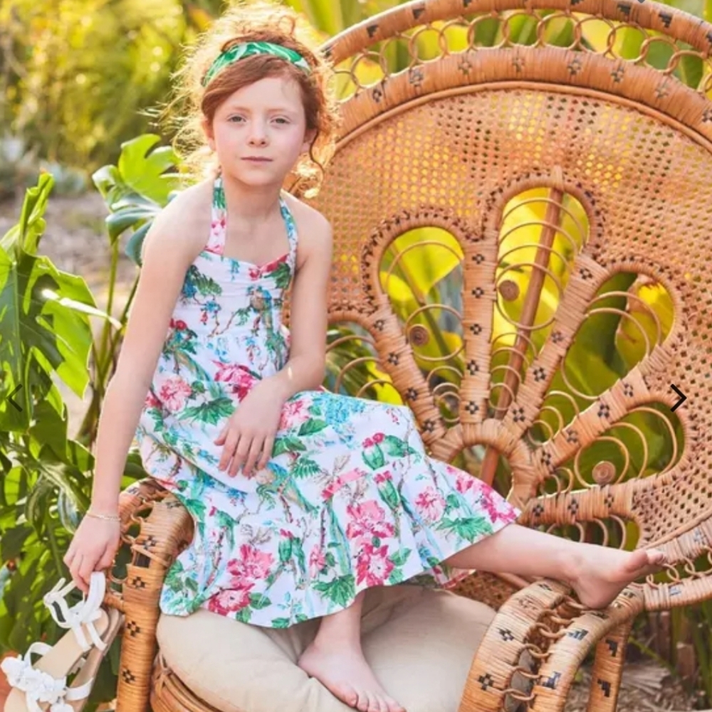 Janie And Jack The Island Sundress White Tropical Floral Size 12